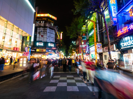Taipei, Taiwan - November 27 2018 : Ximending street market is the popular district in taiwanのeditorial素材