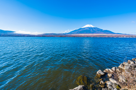 Beautiful landscape of mountain fuji around yamanakako lake Japanの写真素材