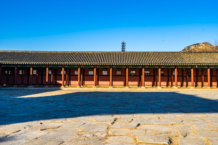 Beautiful architecture building Gyeongbokgung palace in Seoul South Koreaのeditorial素材