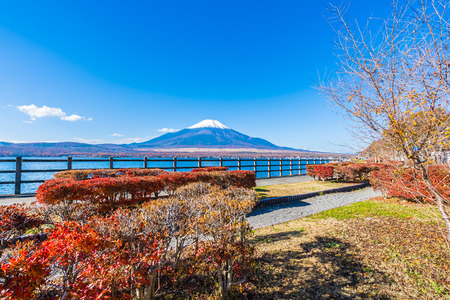 Beautiful landscape of mountain fuji around yamanakako lake Japanの写真素材