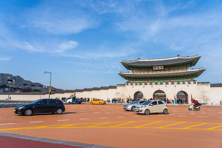 Seoul, South Korea 6 December 2018 : Beautiful architecture Gyeongbokgung palace is the popular place for travel and sightseeing in Seoul Koreaのeditorial素材
