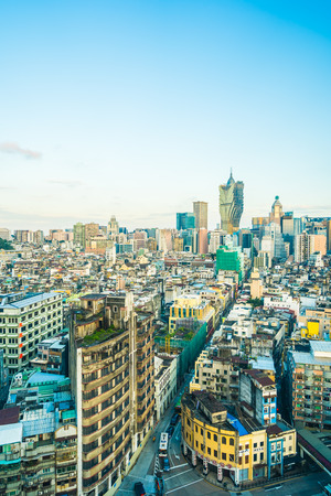 Beautiful architecture building cityscape of macau city skylineのeditorial素材