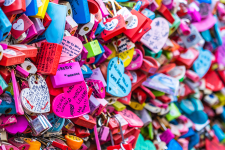 Seoul, South Korea 6 December 2018 : Love key on namsan mountain with Seoul tower is the one of landmark in Koreaのeditorial素材