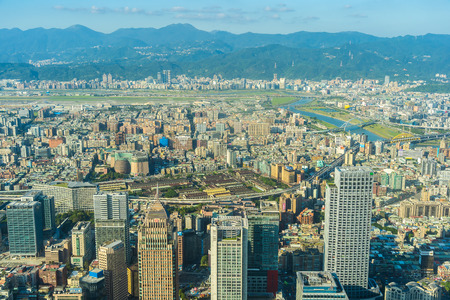 Beautiful architecture building taipei city skyline in Taiwanのeditorial素材