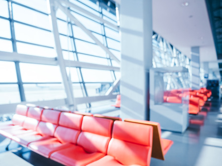 Abstract blur and defocused airport terminal interior for background