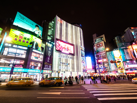Taipei, Taiwan - November 27 2018 : Ximending street market is the popular district in taiwanのeditorial素材