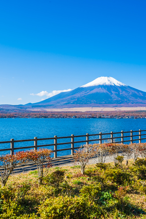 Beautiful landscape of mountain fuji around yamanakako lake Japanの写真素材