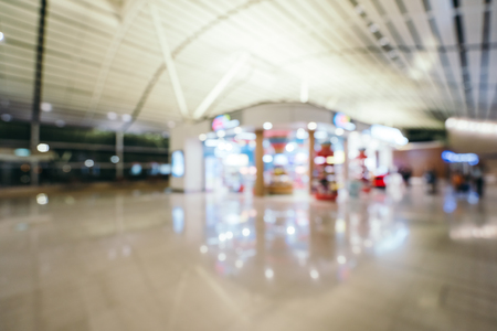 Abstract blur and defocused airport terminal interior for backgroundの写真素材