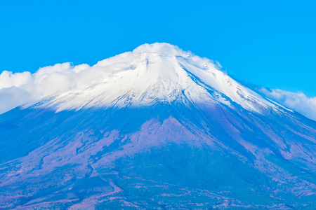 Beautiful landscape of fuji mountain in yamanakako or yamanaka lake in autumn season Japanの写真素材