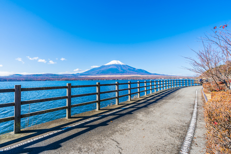 Beautiful landscape of mountain fuji around yamanakako lake Japanの写真素材
