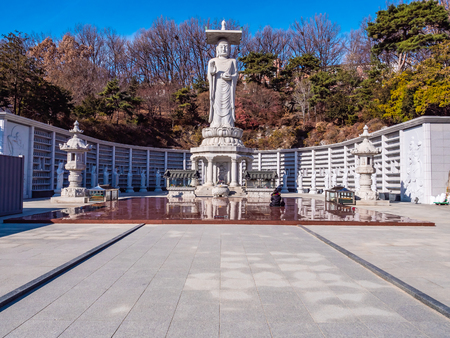 Beautiful Buddhism Statue in Bongeunsa Temple at Seoul City South Koreaのeditorial素材