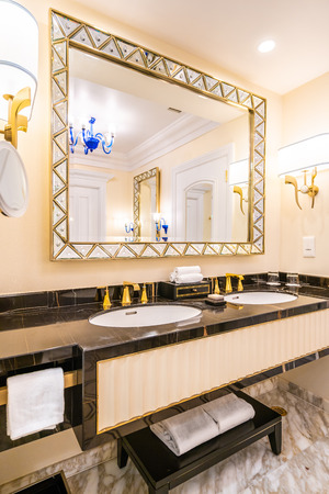 beautiful luxury faucet and sink decoration in bathroom interiorの写真素材