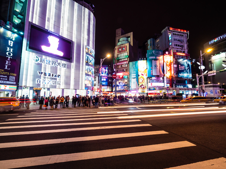 Taipei, Taiwan - November 27 2018 : Ximending street market is the popular district in taiwanのeditorial素材