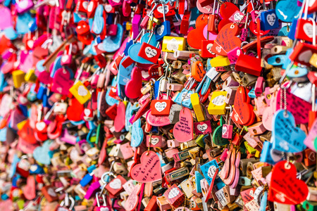 Seoul, South Korea 6 December 2018 : Love key on namsan mountain with Seoul tower is the one of landmark in Koreaのeditorial素材