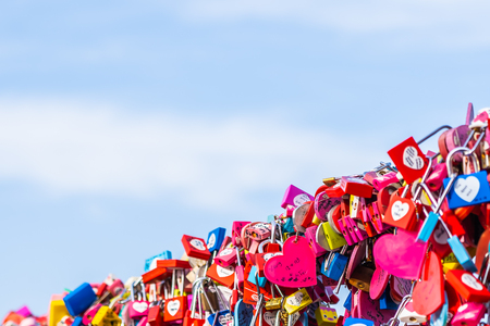 Seoul, South Korea 6 December 2018 : Love key on namsan mountain with Seoul tower is the one of landmark in Koreaのeditorial素材