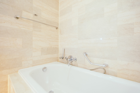 White bathtub decoration interior of bathroomの写真素材
