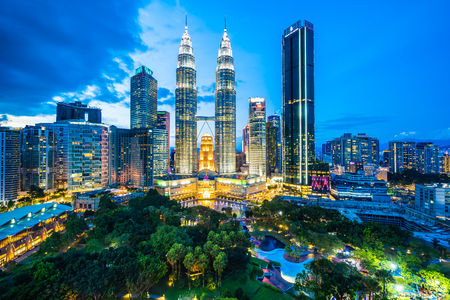 Beautiful architecture building exterior in Kuala Lumpur city in Malaysia for travel at twilight nightのeditorial素材