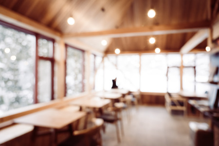 Abstract blur and defocused coffee shop cafe and restaurant interior for background
