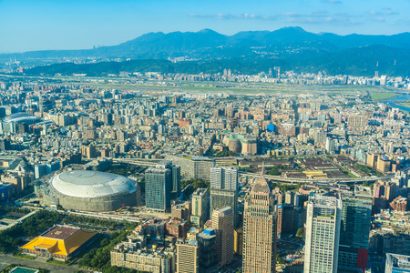 Beautiful architecture building taipei city skyline in Taiwanのeditorial素材