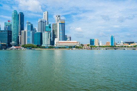Singapore, 21 Jan 2019 : Beautiful architecture building skyscraper around marina bay in singapore cityのeditorial素材
