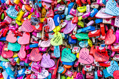 Seoul, South Korea 6 December 2018 : Love key on namsan mountain with Seoul tower is the one of landmark in Koreaのeditorial素材