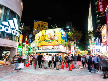 Taipei, Taiwan - November 27 2018 : Ximending street market is the popular district in taiwanのeditorial素材