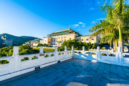 Beautiful architecture building exterior of landmark of taipei national palace museum for travel in taiwanのeditorial素材