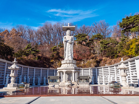 Beautiful Buddhism Statue in Bongeunsa Temple at Seoul City South Koreaの写真素材