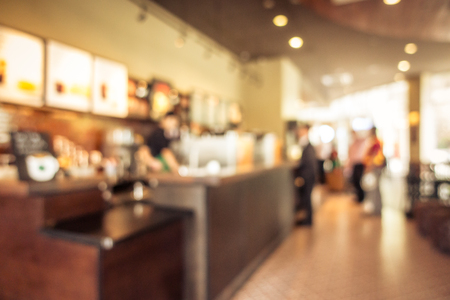 Abstract blur coffee shop cafe interior for backgroundの写真素材