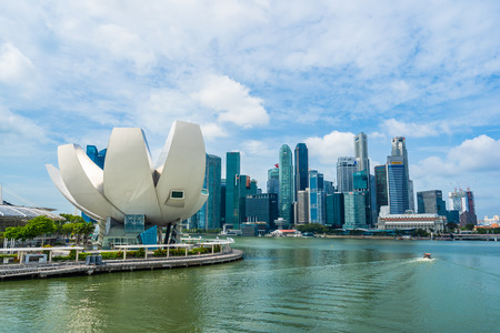 Singapore, 21 Jan 2019 : Beautiful architecture building skyscraper around marina bay in singapore cityのeditorial素材