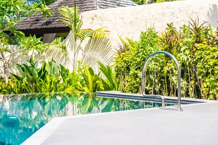 Beautiful landscape outdoor swimming pool in hotel and resort for leisure vacation and travelのeditorial素材