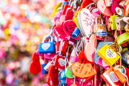 Seoul, South Korea 6 December 2018 : Love key on namsan mountain with Seoul tower is the one of landmark in Koreaのeditorial素材