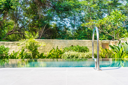 Beautiful landscape outdoor swimming pool in hotel and resort for leisure vacation and travelのeditorial素材