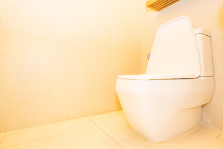 White toilet bowl seat decoration in bathroom interiorの写真素材