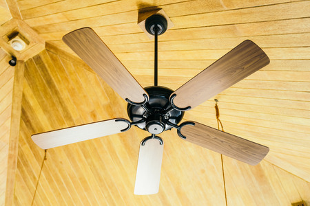 Ceiling fan on the top for decoration interior of roomの写真素材