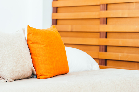 Comfortable pillow on sofa decoration interior luxury of roomの写真素材