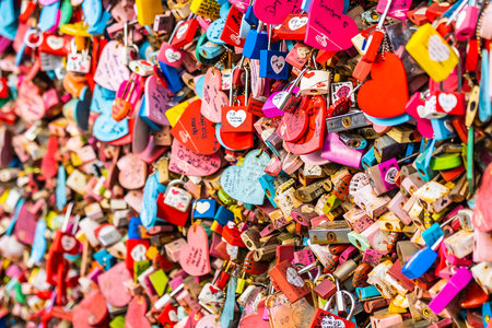 Seoul, South Korea 6 December 2018 : Love key on namsan mountain with Seoul tower is the one of landmark in Koreaのeditorial素材