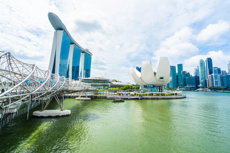 Singapore, 21 Jan 2019 : Beautiful architecture building skyscraper around marina bay in singapore cityのeditorial素材