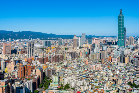 Beautiful architecture building taipei city skyline in Taiwanのeditorial素材