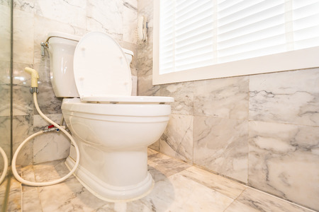 White toilet bowl and seat decoration interiorの写真素材