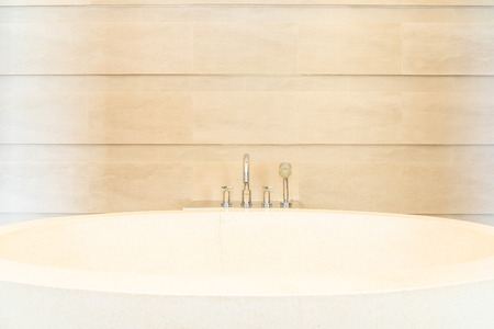 Empty white bathtub decoration interior of toilet and bathroom