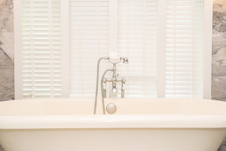 Empty white bathtub decoration interior of toilet and bathroomの写真素材