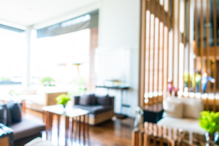 Abstract blur and defocused coffee shop and restaurant interior for backgroundの写真素材