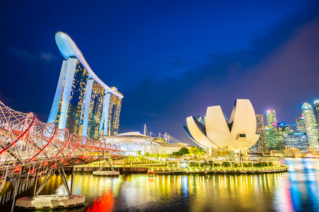 Beautiful architecture building skyscraper around marina bay in singapore cityのeditorial素材