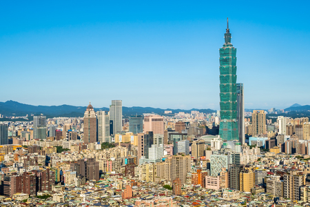 Beautiful architecture building taipei city skyline in Taiwanのeditorial素材