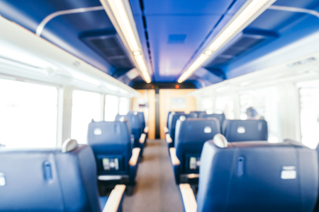 Abstract blur and defocused inside train passenger interior for backgroundの写真素材