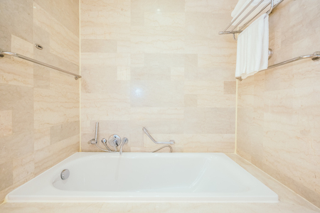 White bathtub decoration interior of bathroomの写真素材