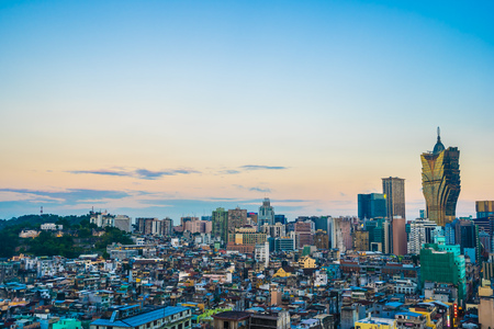 Beautiful architecture building cityscape of macau city skylineのeditorial素材