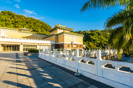 Beautiful architecture building exterior of landmark of taipei national palace museum for travel in taiwanのeditorial素材