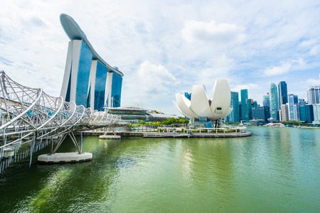 Singapore, 21 Jan 2019 : Beautiful architecture building skyscraper around marina bay in singapore cityのeditorial素材